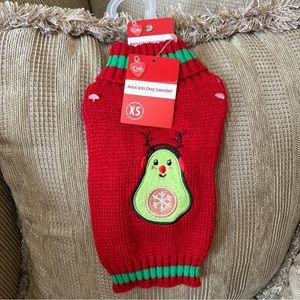 NWT PET CENTRAL Avocado Red & Green Holiday Christmas Dog Sweater Size XS
